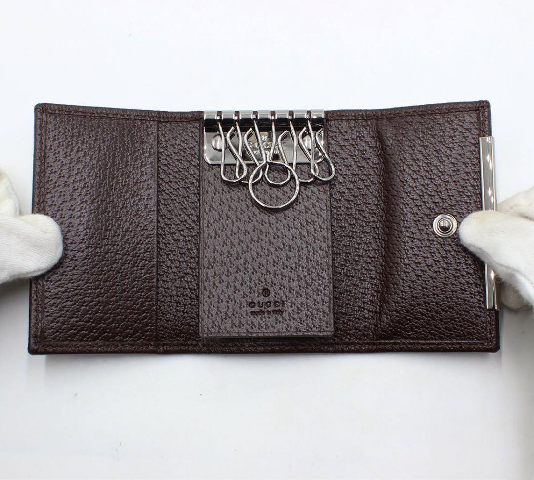 N2875 未使用!! グッチ GGキャンバス レザー 6連 キーケース