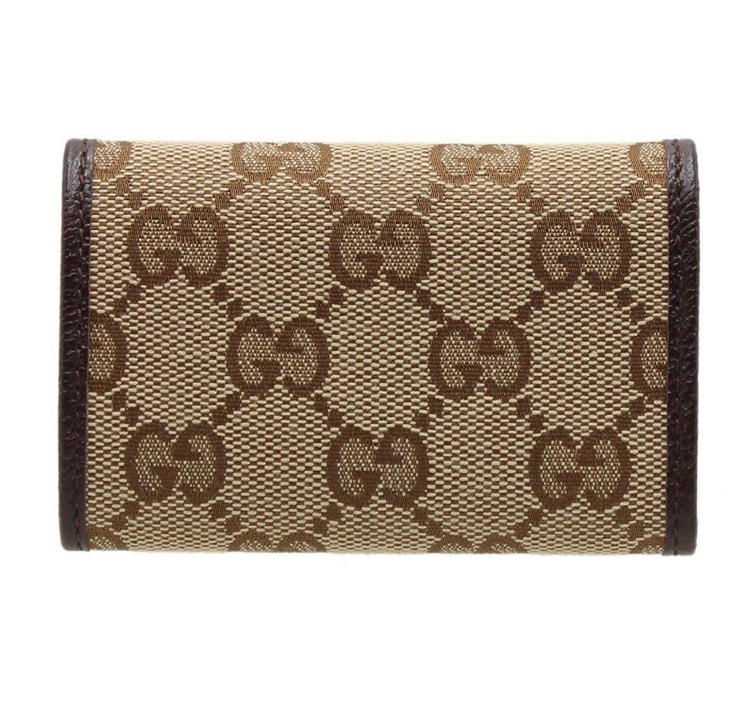 N2875 未使用!! グッチ GGキャンバス レザー 6連 キーケース