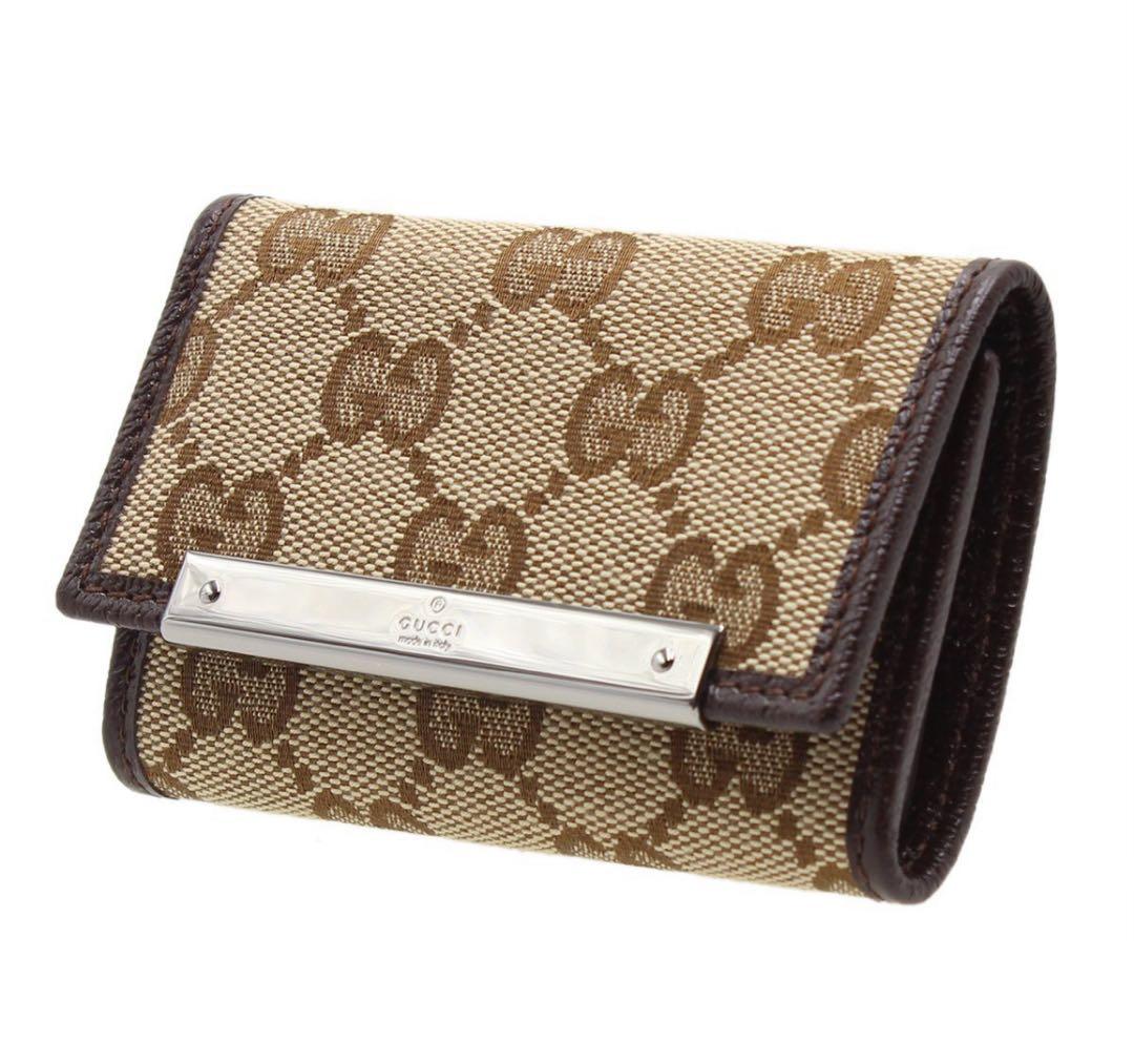 N2875 未使用!! グッチ GGキャンバス レザー 6連 キーケース