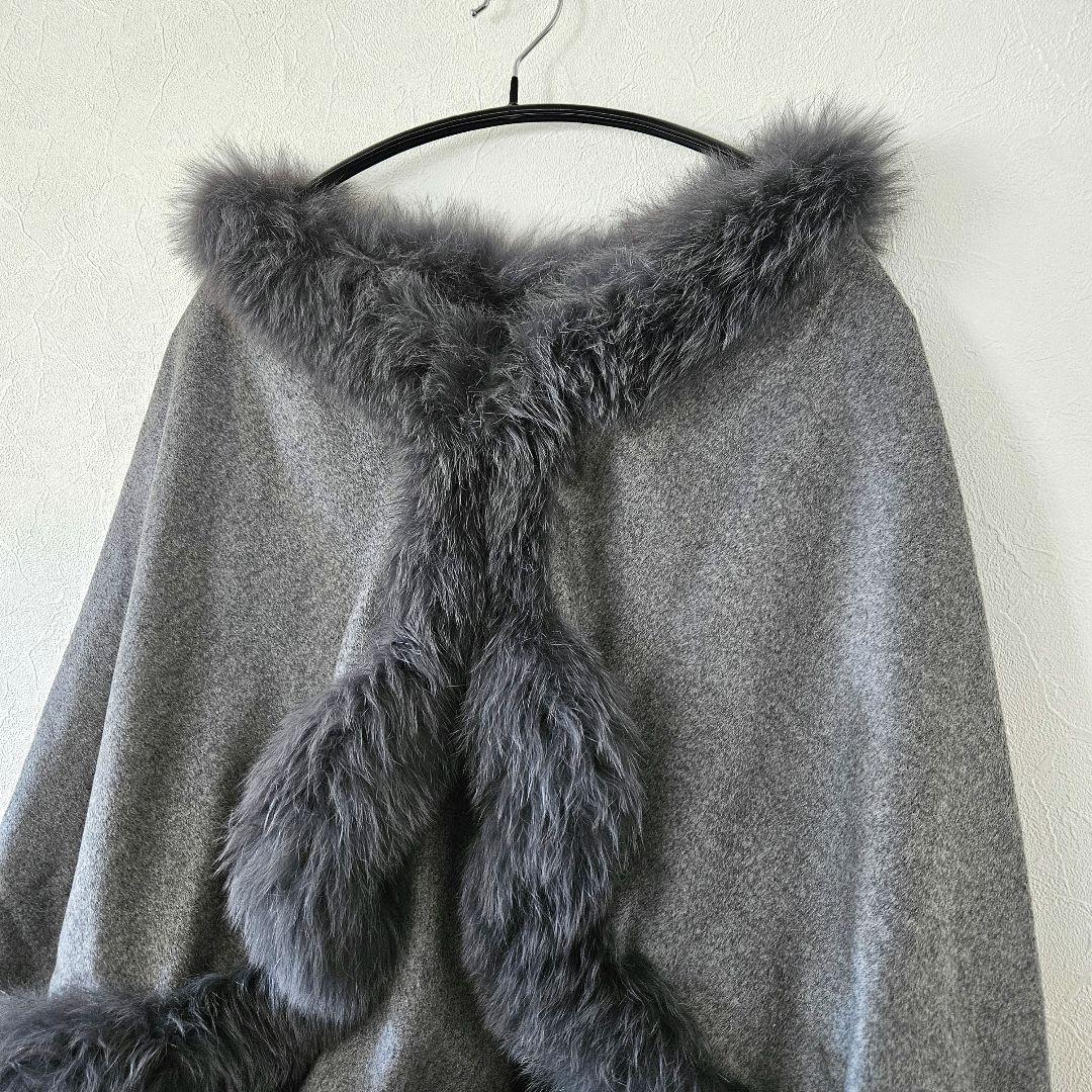 【HIGH SENSE】カシミヤ×ブルーフォックス ポンチョ ベスト 2way