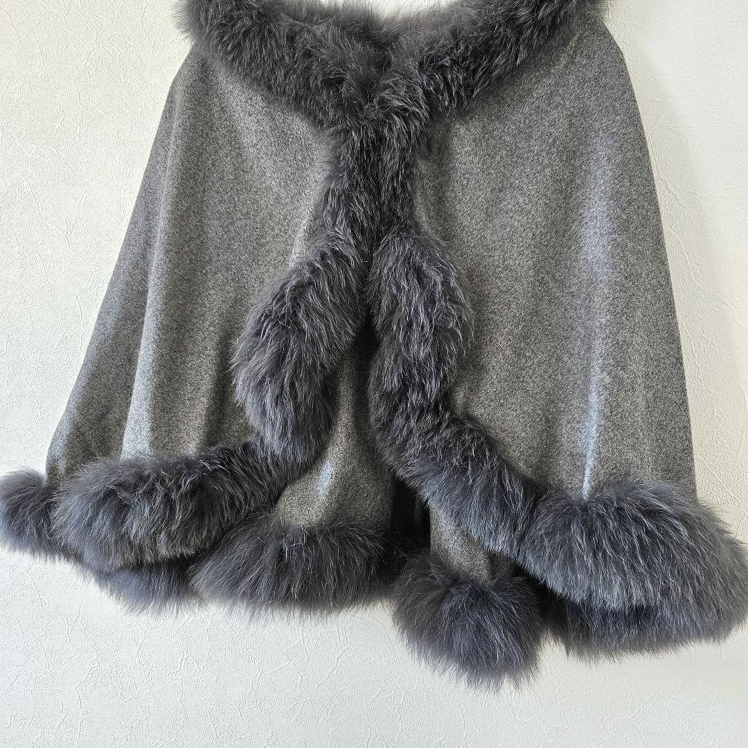 【HIGH SENSE】カシミヤ×ブルーフォックス ポンチョ ベスト 2way