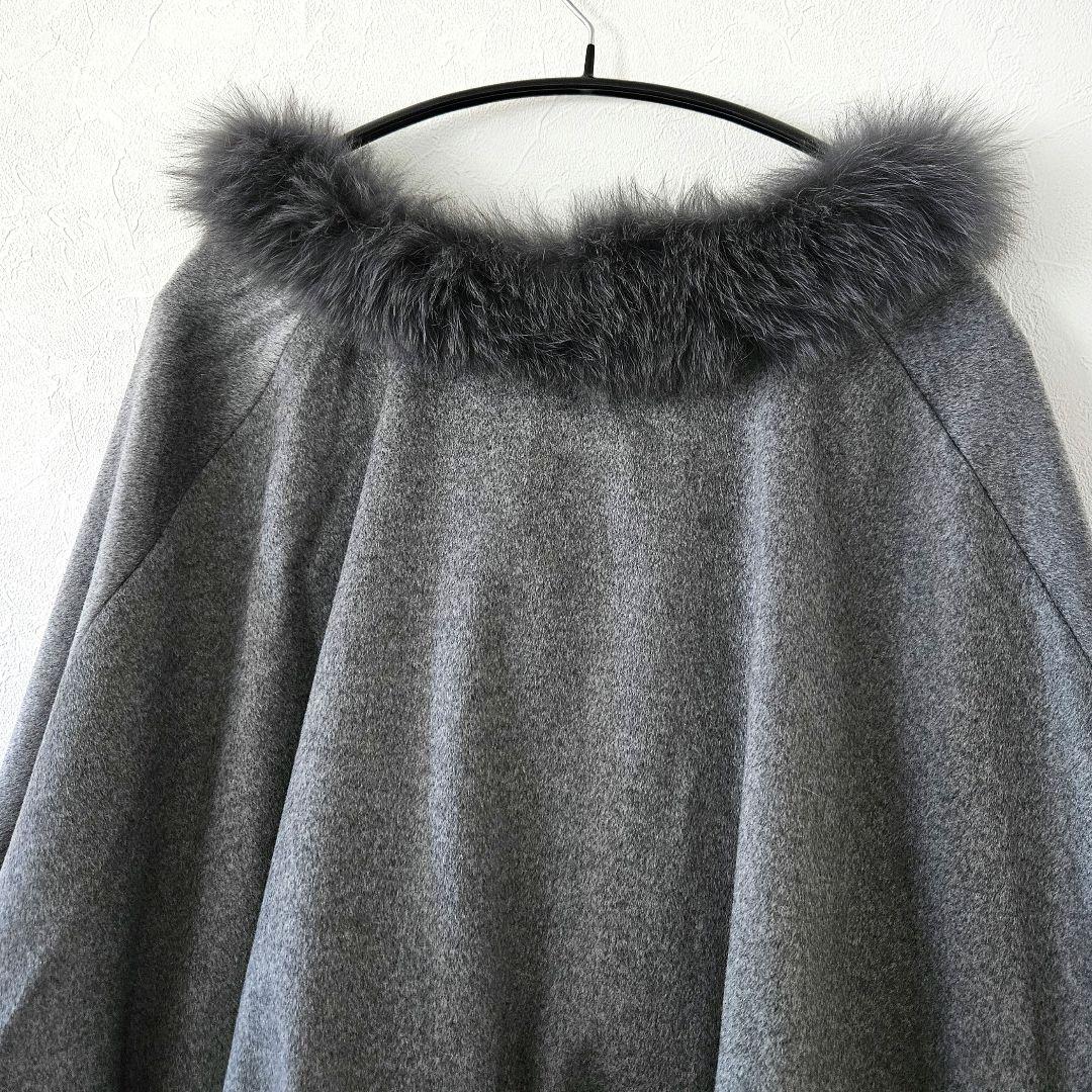 【HIGH SENSE】カシミヤ×ブルーフォックス ポンチョ ベスト 2way