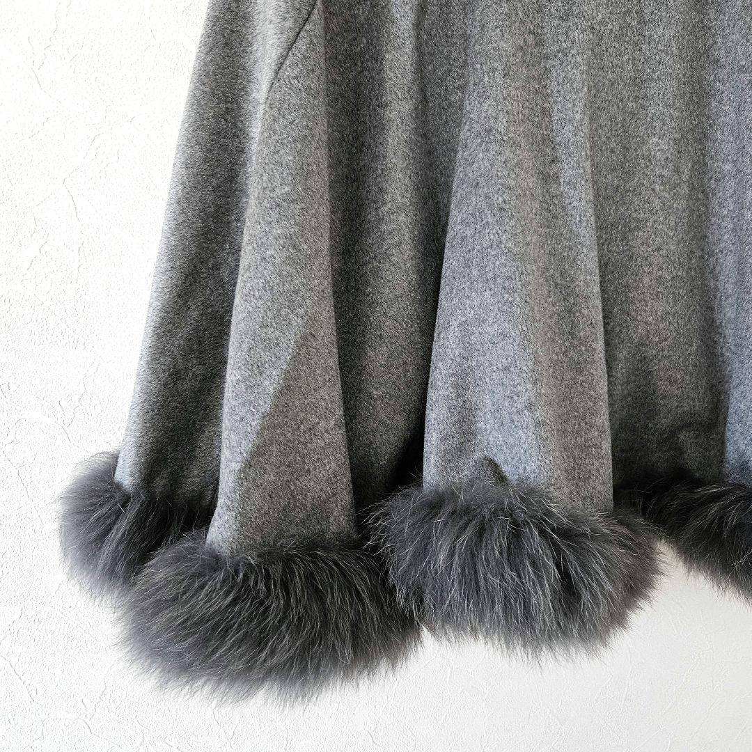 【HIGH SENSE】カシミヤ×ブルーフォックス ポンチョ ベスト 2way