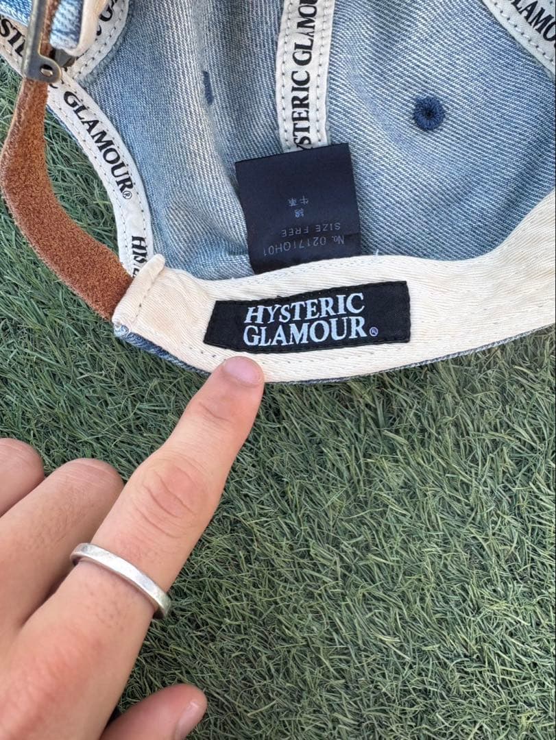 早い者勝ち【ヒステリックグラマー】キャップ　デニム　牛革　刺繍　フリーサイズ