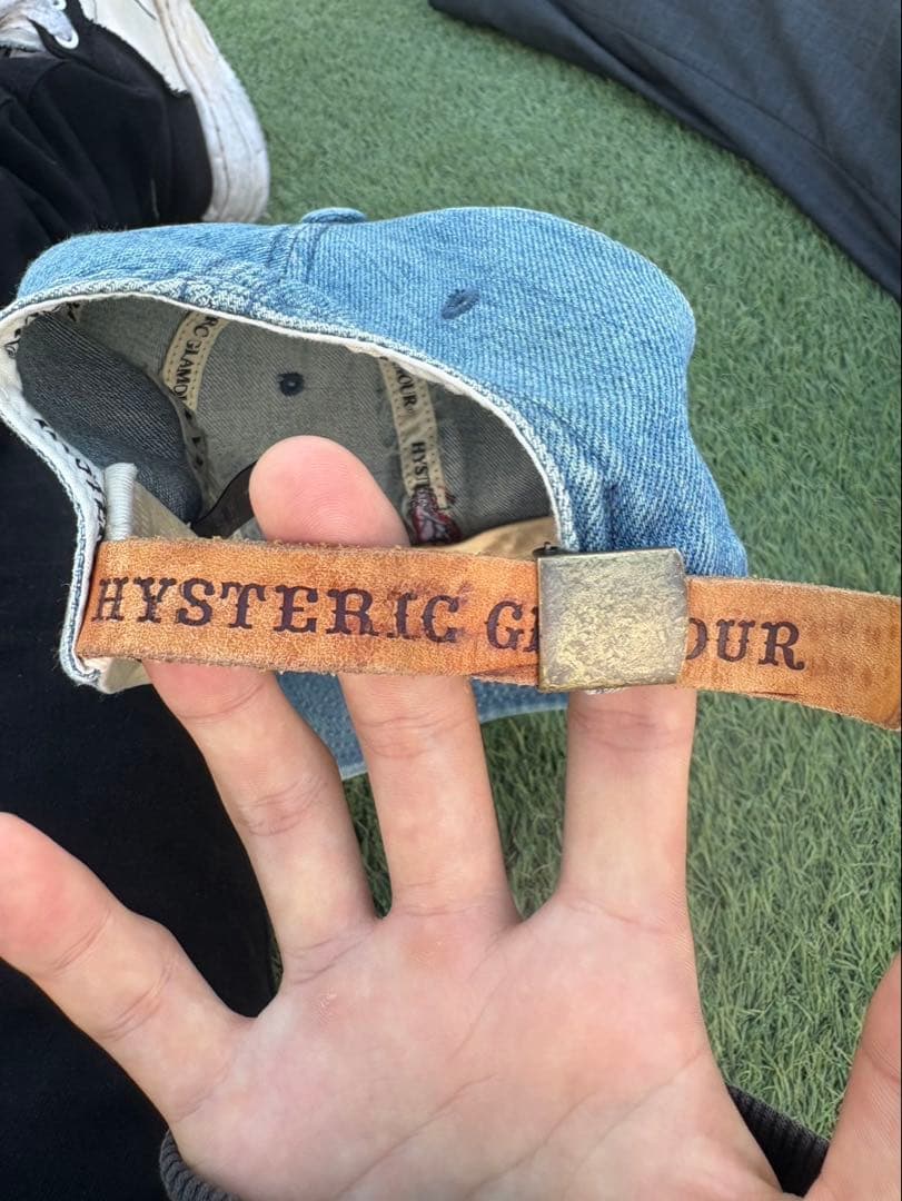 早い者勝ち【ヒステリックグラマー】キャップ　デニム　牛革　刺繍　フリーサイズ