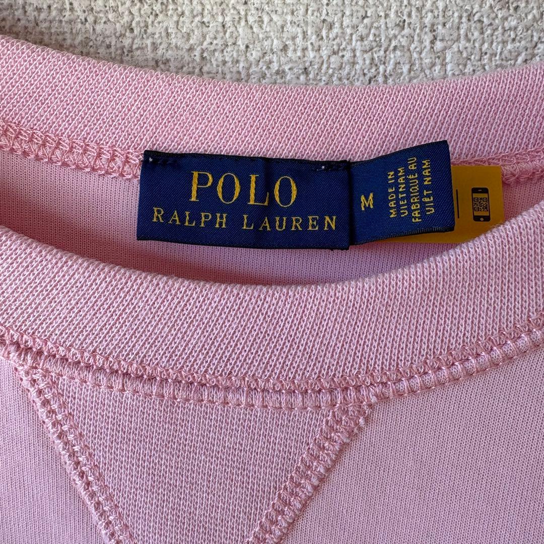 美品 POLO RALPH LAUREN ロゴ刺繍 スウェット ピンク Mサイズ