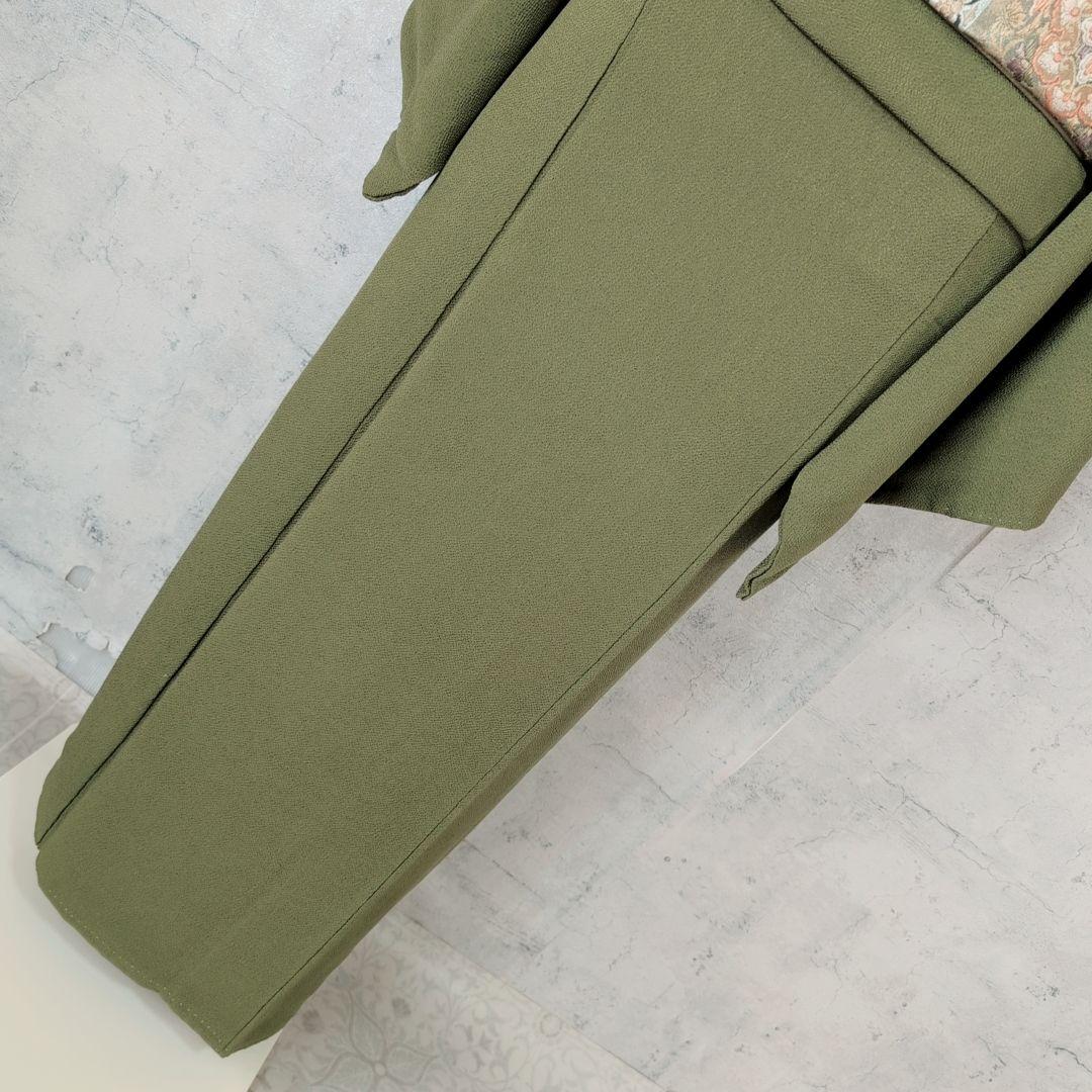 色無地　着物　フルセット　正絹　緑　縮緬　祝い事　寿　F5