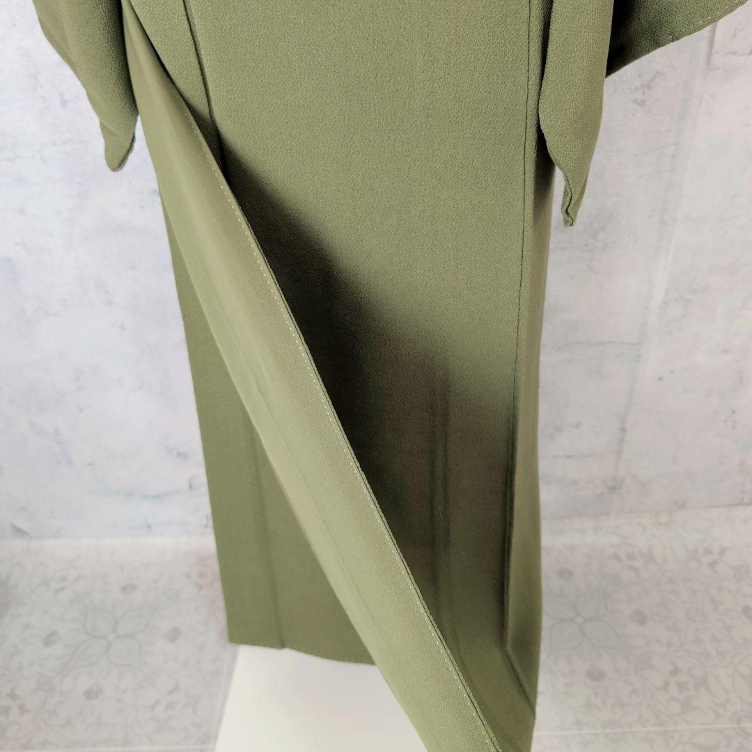 色無地　着物　フルセット　正絹　緑　縮緬　祝い事　寿　F5