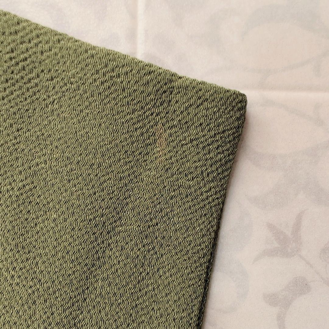 色無地　着物　フルセット　正絹　緑　縮緬　祝い事　寿　F5