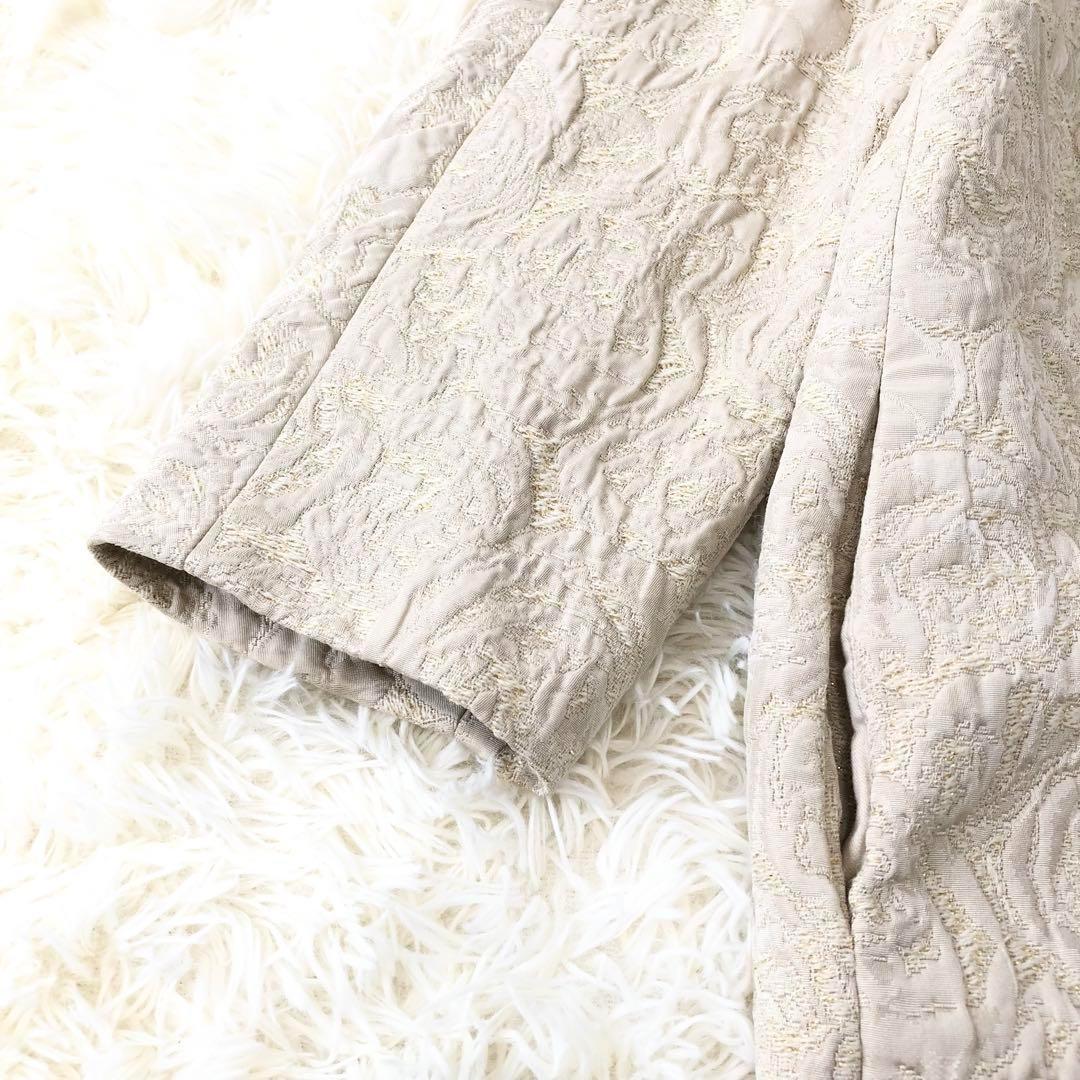 ルールロジェット　総柄 チェスターコート　花柄　バラ　金糸　日本製 ラメ