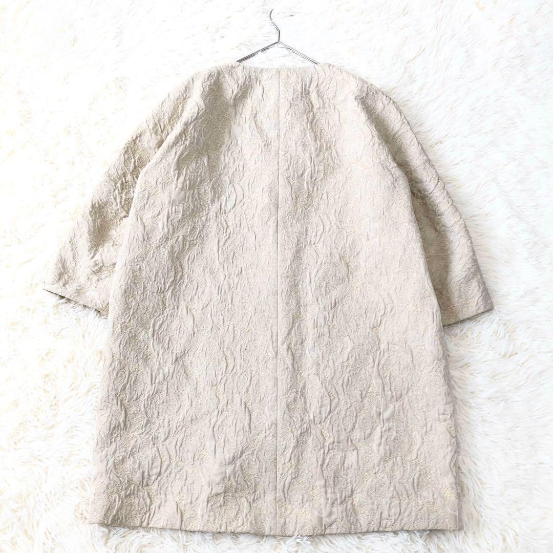 ルールロジェット　総柄 チェスターコート　花柄　バラ　金糸　日本製 ラメ