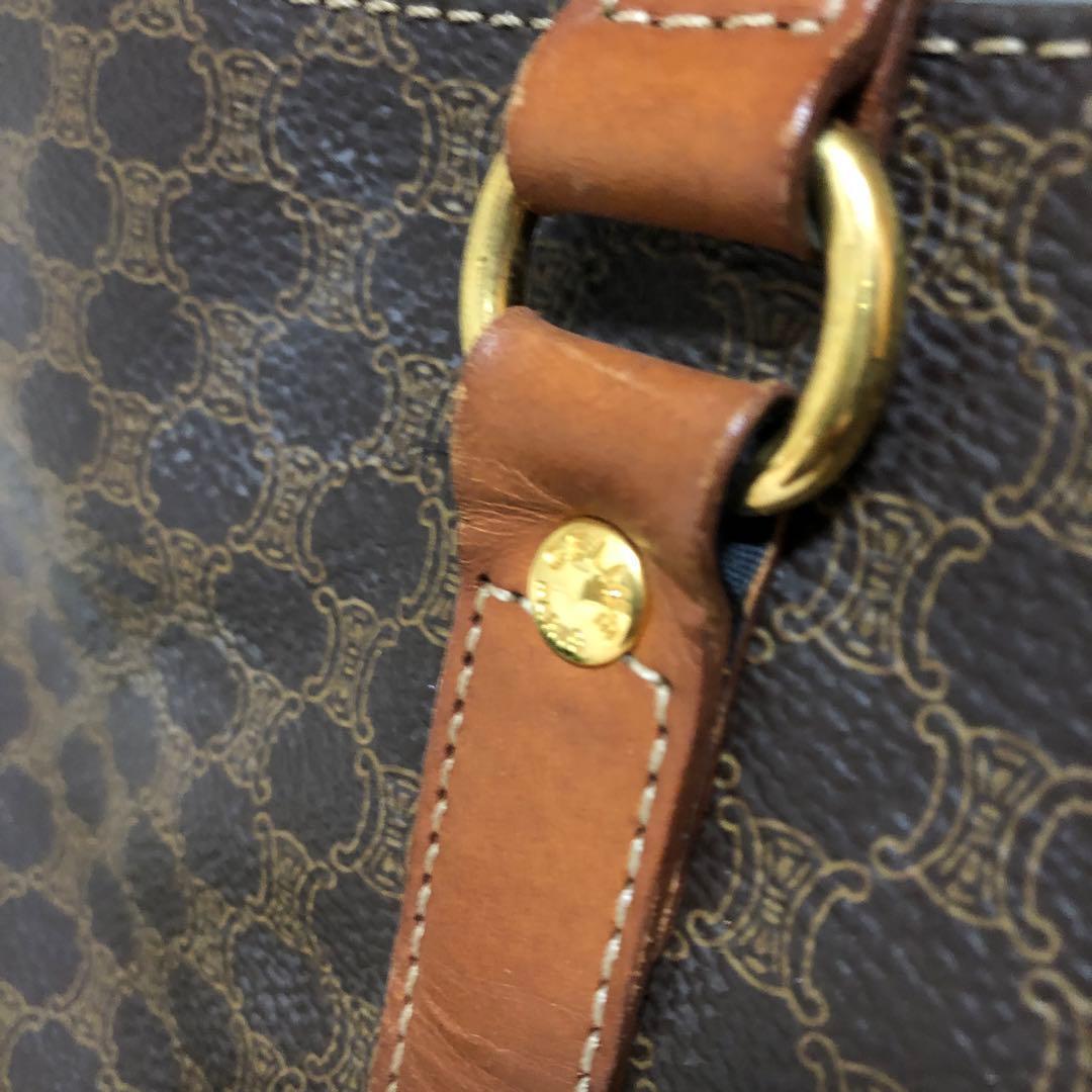 美品　セリーヌ　マカダム　トートバッグ　茶　トリオンフ　A4 肩がけ　ブラウン