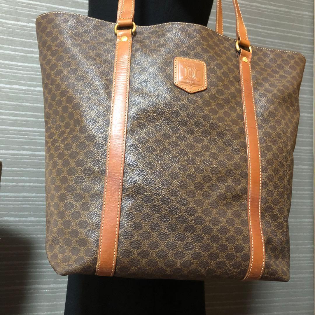 美品　セリーヌ　マカダム　トートバッグ　茶　トリオンフ　A4 肩がけ　ブラウン