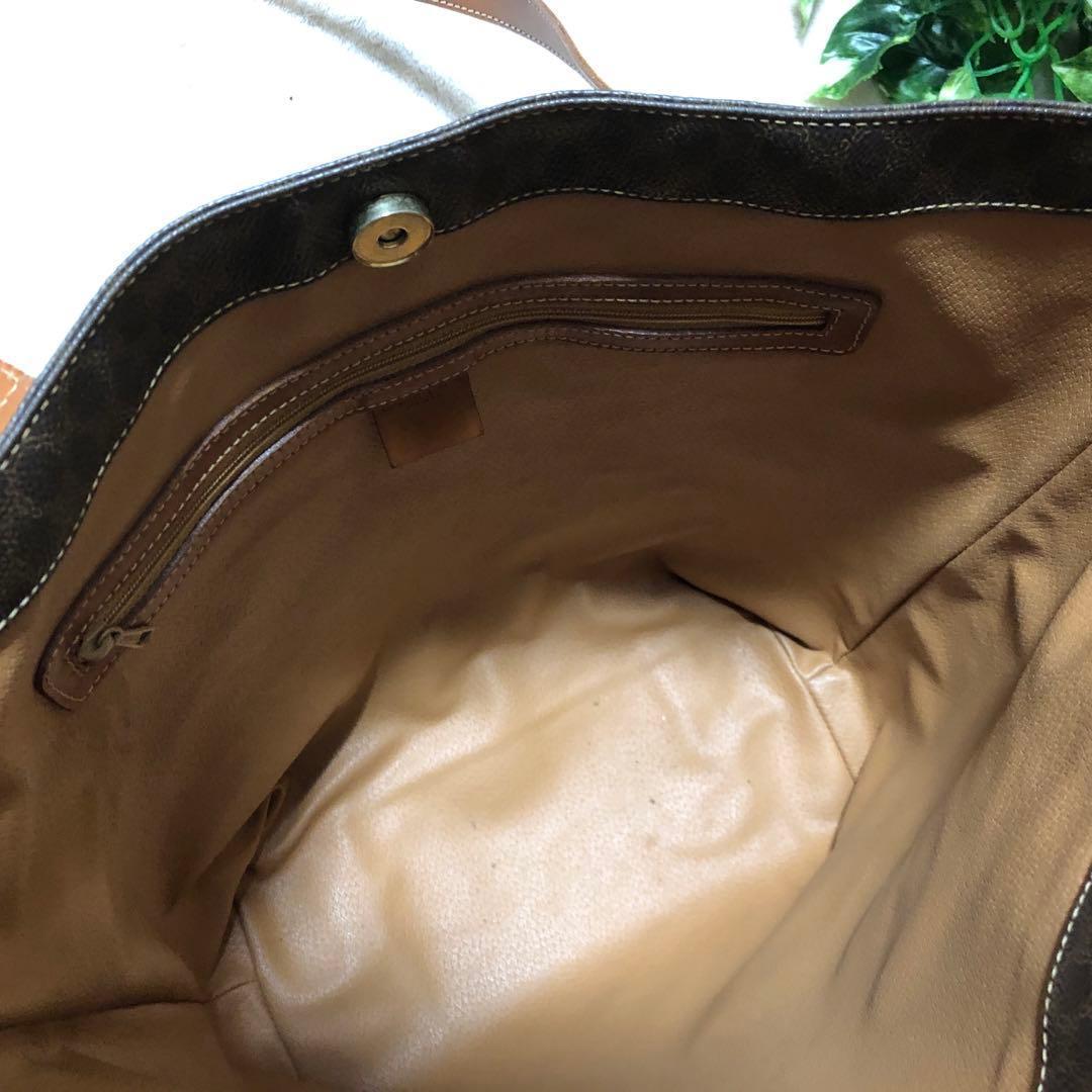 美品　セリーヌ　マカダム　トートバッグ　茶　トリオンフ　A4 肩がけ　ブラウン