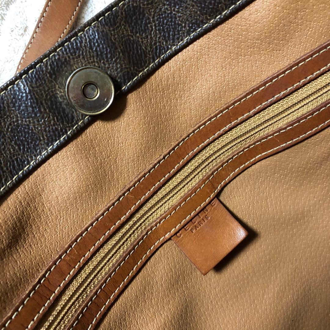 美品　セリーヌ　マカダム　トートバッグ　茶　トリオンフ　A4 肩がけ　ブラウン