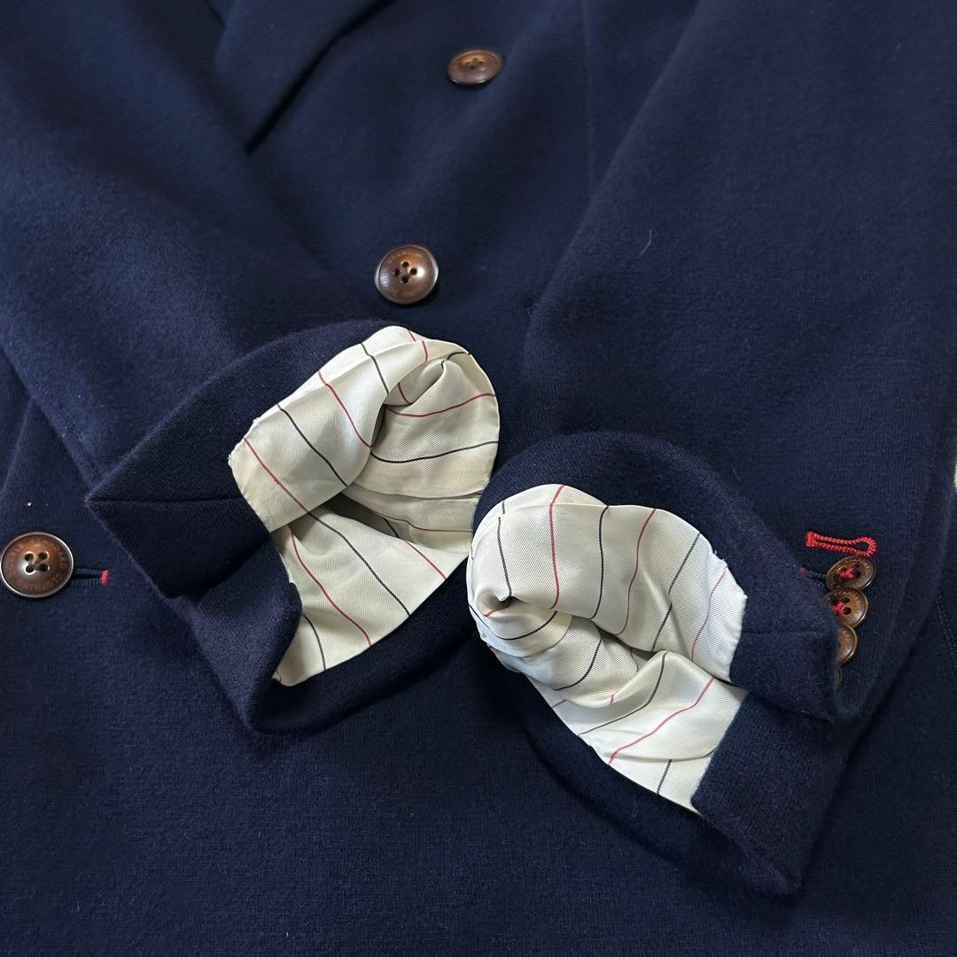 美品 D/him ダブルスタンダード カシミヤ100% ダブルジャケット48 紺