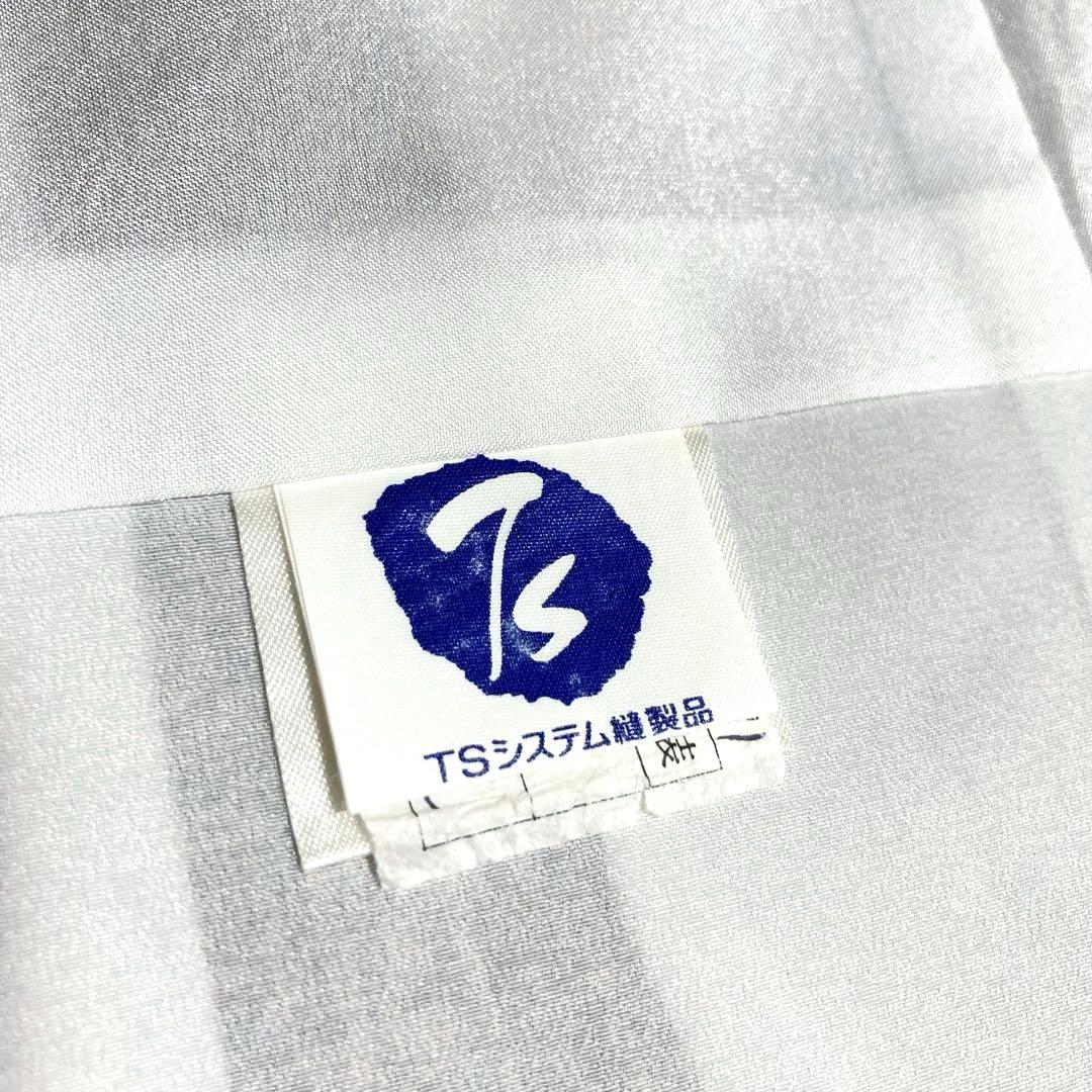 【美品✨】東レシルック　洗える着物　小紋　変わり格子　ベージュ　灰緑　日本製P3