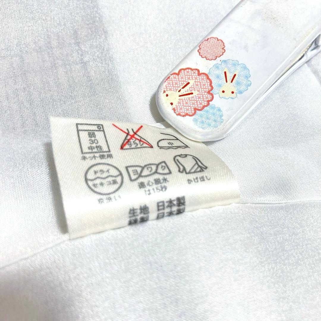 【美品✨】東レシルック　洗える着物　小紋　変わり格子　ベージュ　灰緑　日本製P3