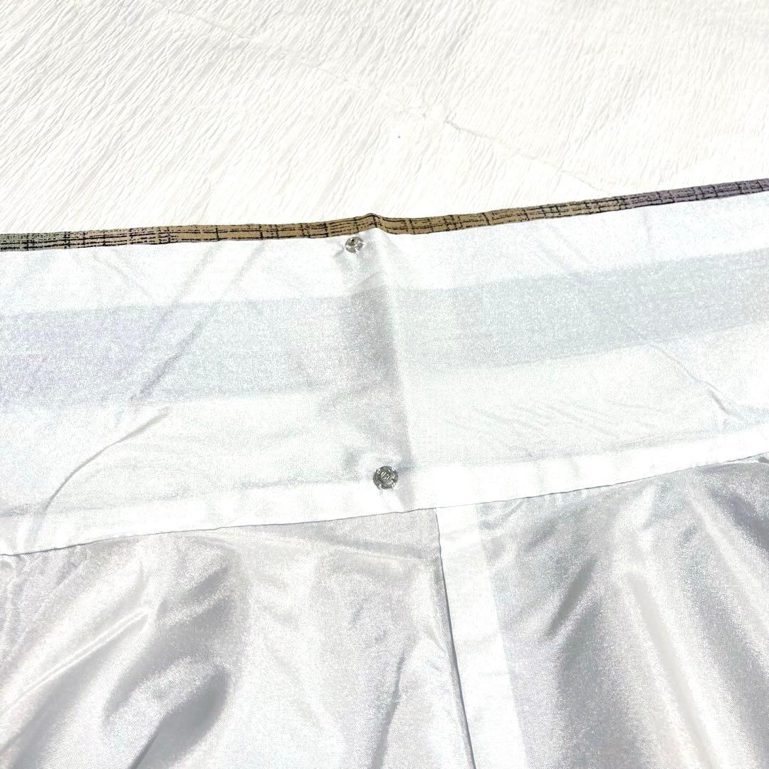 【美品✨】東レシルック　洗える着物　小紋　変わり格子　ベージュ　灰緑　日本製P3