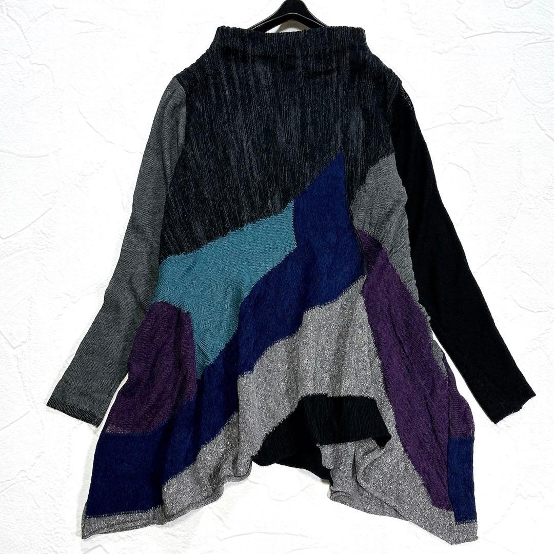 ✨タグ付き✨芽風　センソユニコ　ニット　チュニック　変形　パッチワーク　シルク混