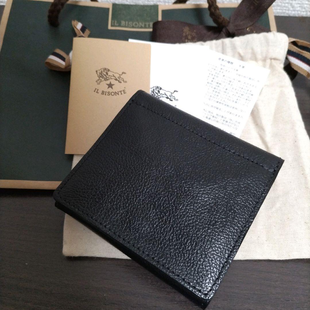 新品 イルビゾンテ 本革 レザー 財布 ミニ ウォレット ブラック 黒 ネロ