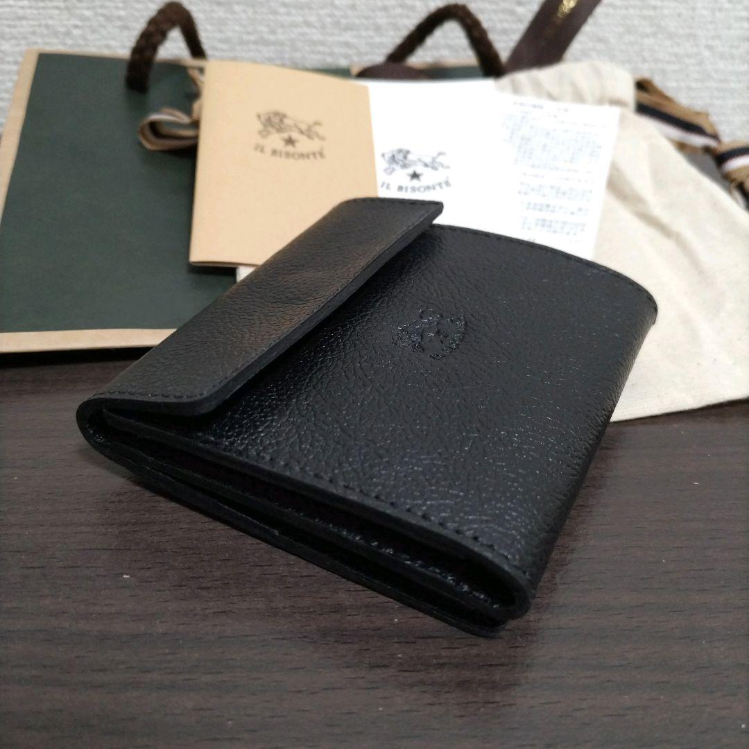 新品 イルビゾンテ 本革 レザー 財布 ミニ ウォレット ブラック 黒 ネロ