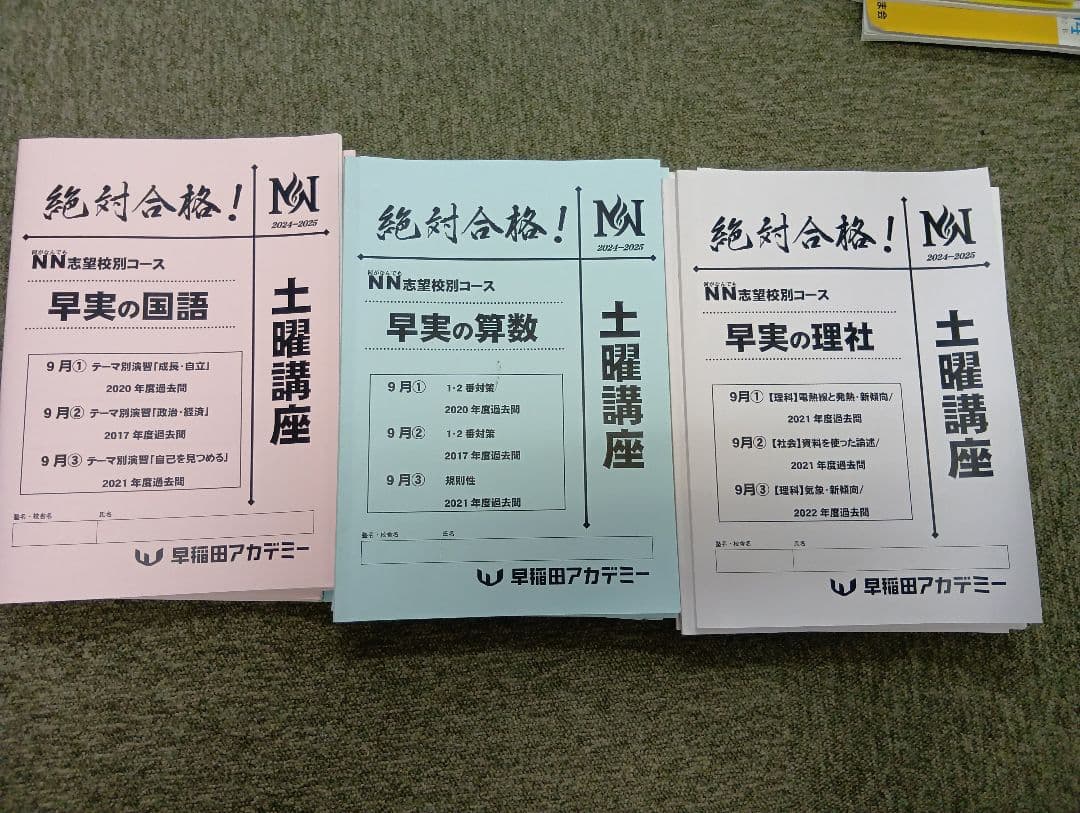 早稲田アカデミーNN早実　前期後期/日特/土特/夏期/正月/直前/副教材2024