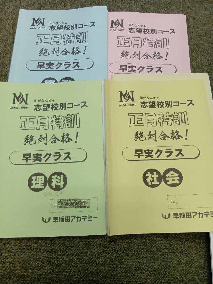早稲田アカデミーNN早実　前期後期/日特/土特/夏期/正月/直前/副教材2024