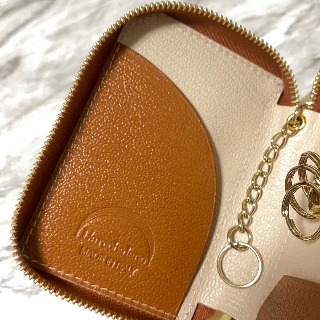 2285【新品 定価2.2万円】ラルコバレーノ★スマートWキーケース★ブラウン★