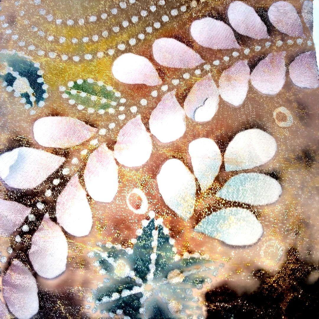 mamiです辻が花袋帯美しい金銀彩入り花柄刺繍黒と金銀地柄未使用品