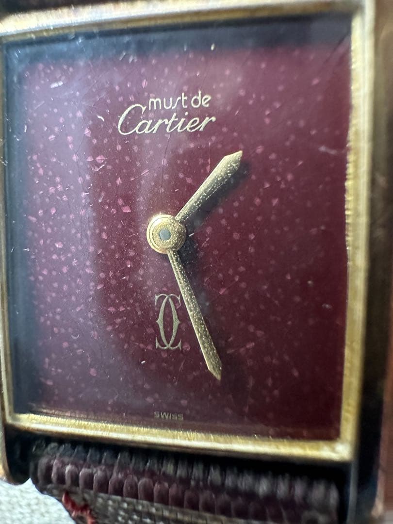 CARTIER カルティエ マストタンク MM手巻き 925 ボルドー