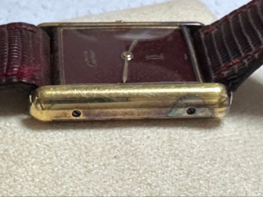 CARTIER カルティエ マストタンク MM手巻き 925 ボルドー
