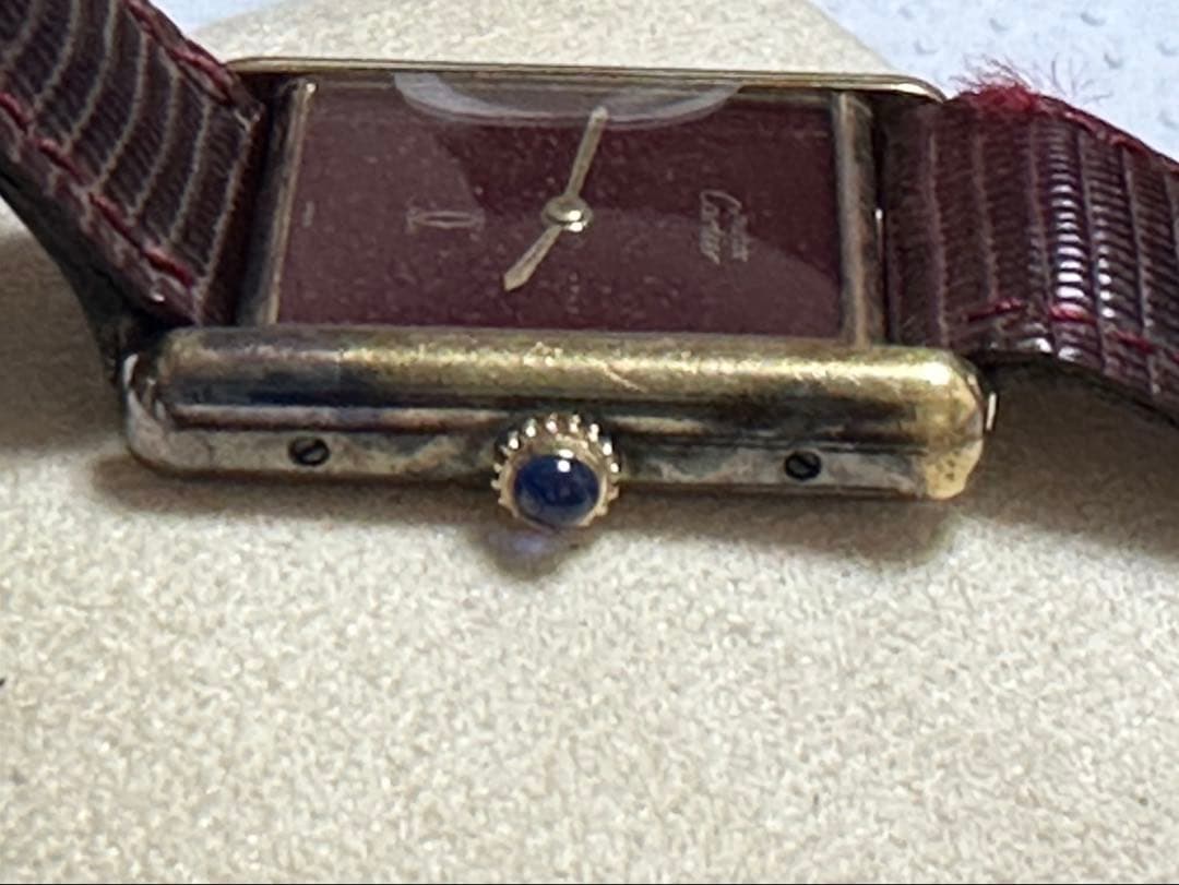 CARTIER カルティエ マストタンク MM手巻き 925 ボルドー