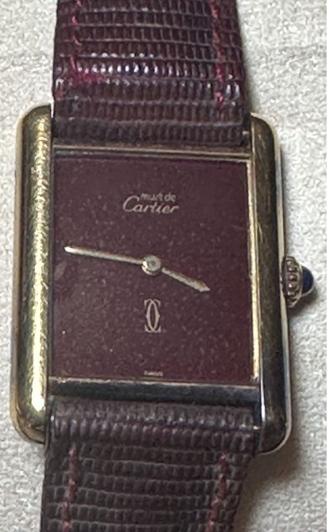 CARTIER カルティエ マストタンク MM手巻き 925 ボルドー