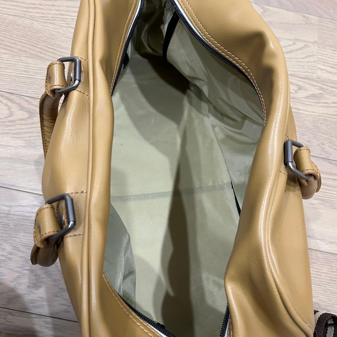 DIESEL (ディーゼル) ロゴプリント レザー ミニボストンバッグ　ベージュ