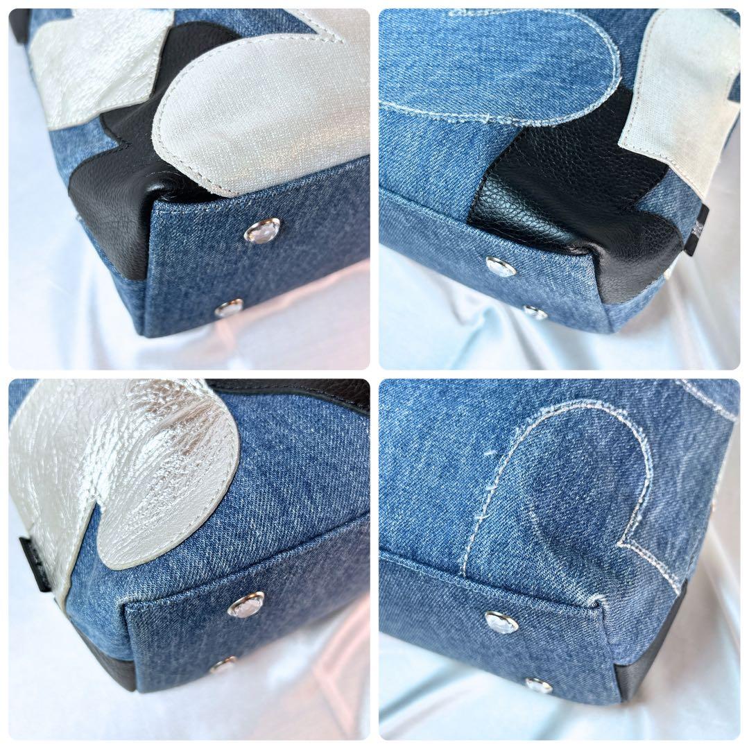 美品 シンクビー ワンショルダーバッグ スプマンテブルー デニム ハート