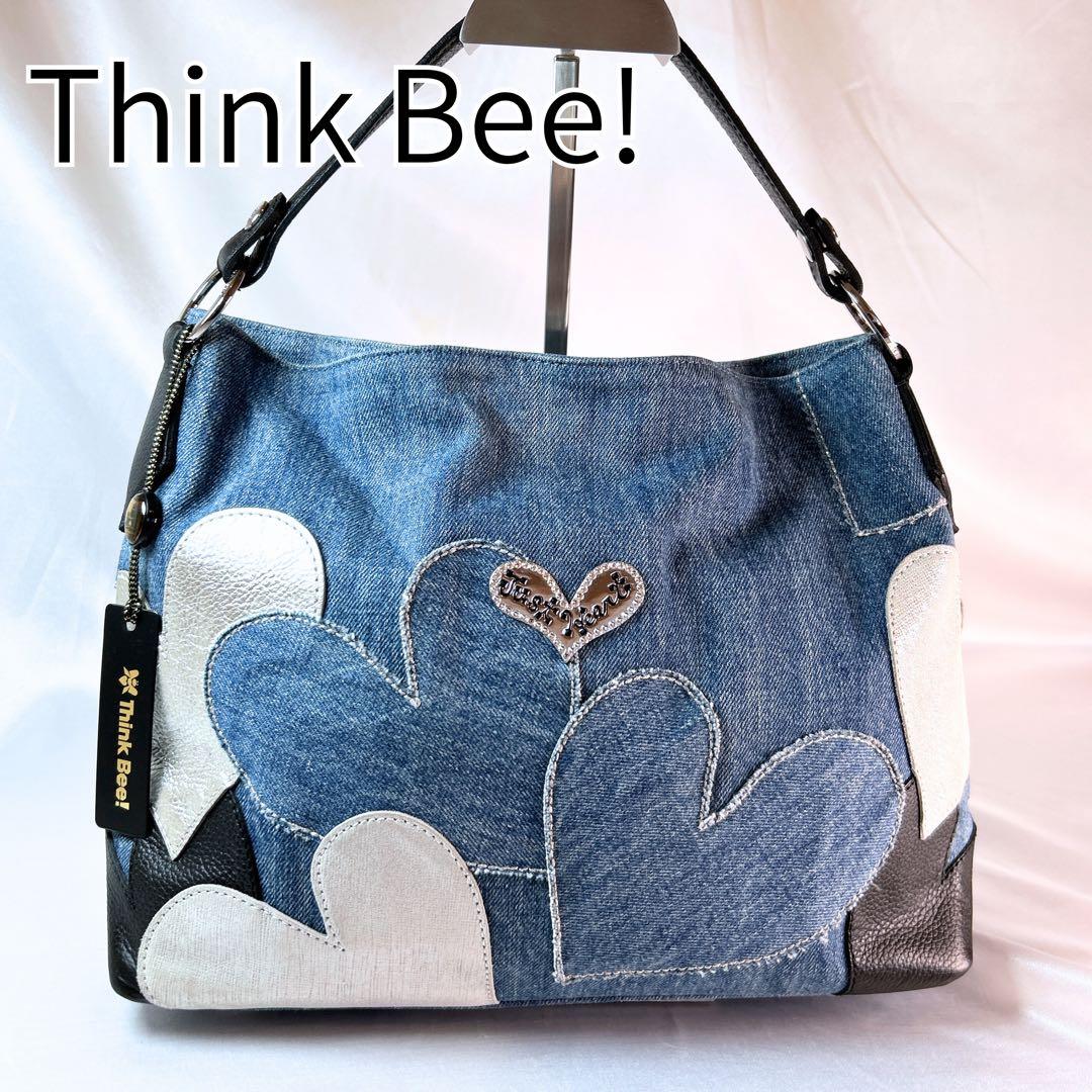 美品 シンクビー ワンショルダーバッグ スプマンテブルー デニム ハート