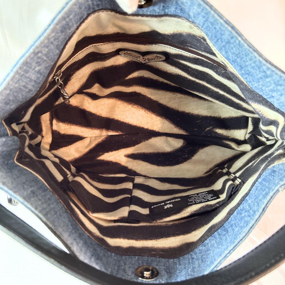 美品 シンクビー ワンショルダーバッグ スプマンテブルー デニム ハート