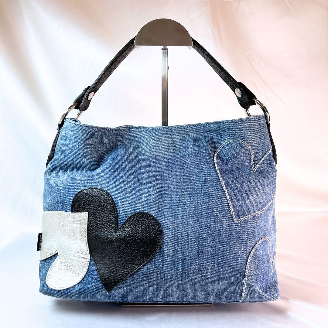 美品 シンクビー ワンショルダーバッグ スプマンテブルー デニム ハート