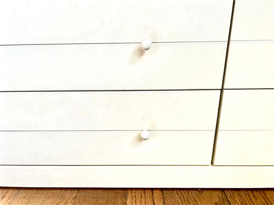 取手部分がまるっこくて可愛いチェスト白　11杯　5段