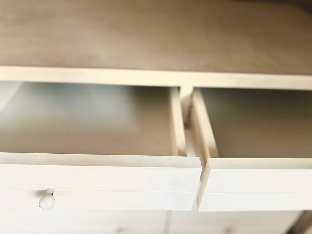 取手部分がまるっこくて可愛いチェスト白　11杯　5段