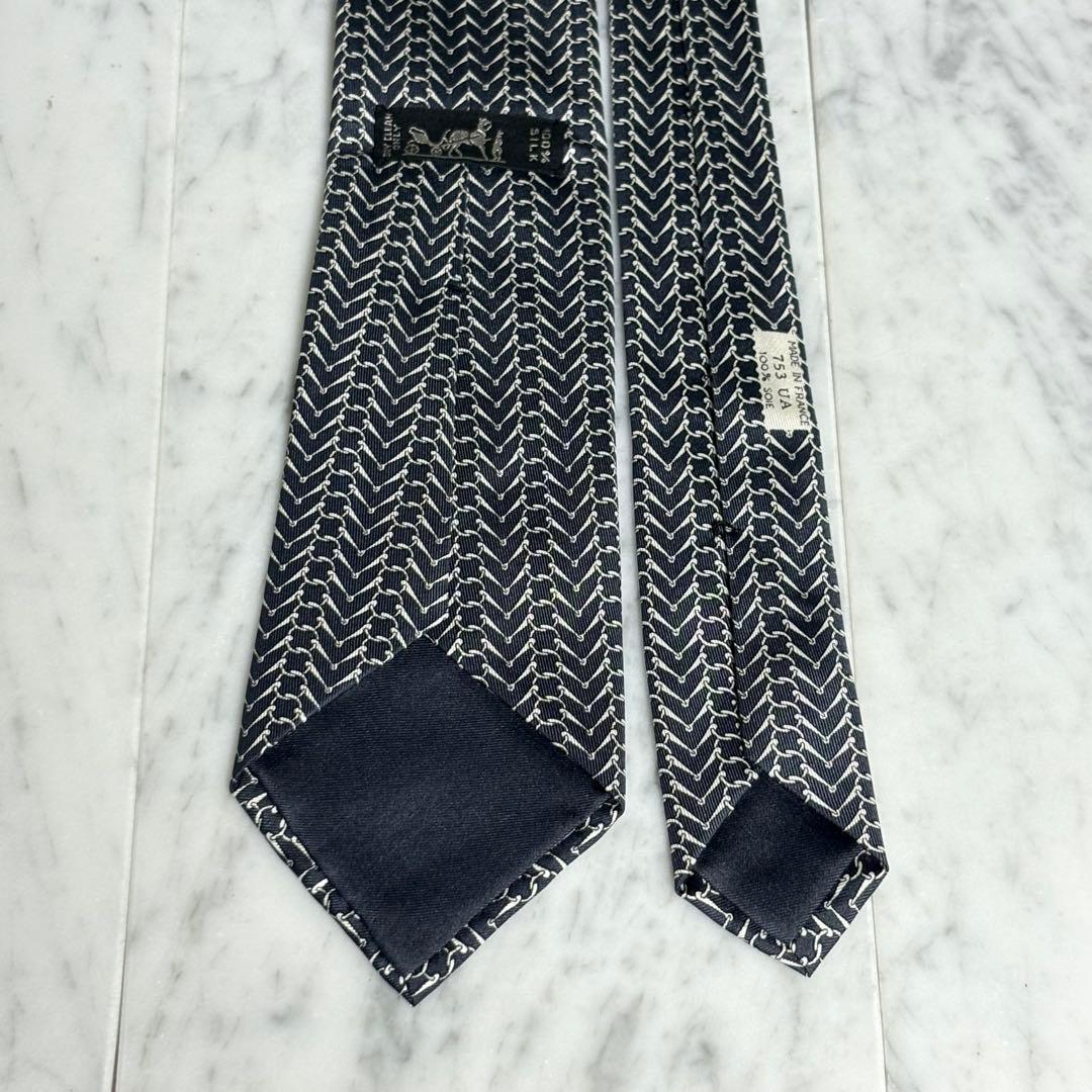 HERMES ネクタイ グレー パターン柄 総柄