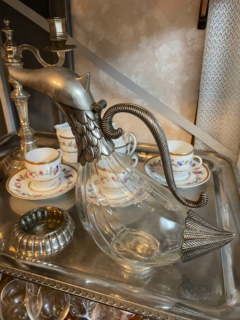 昭和ろく　 アヒル　デカンタ　水差し　フレンチアンティーク　デカン