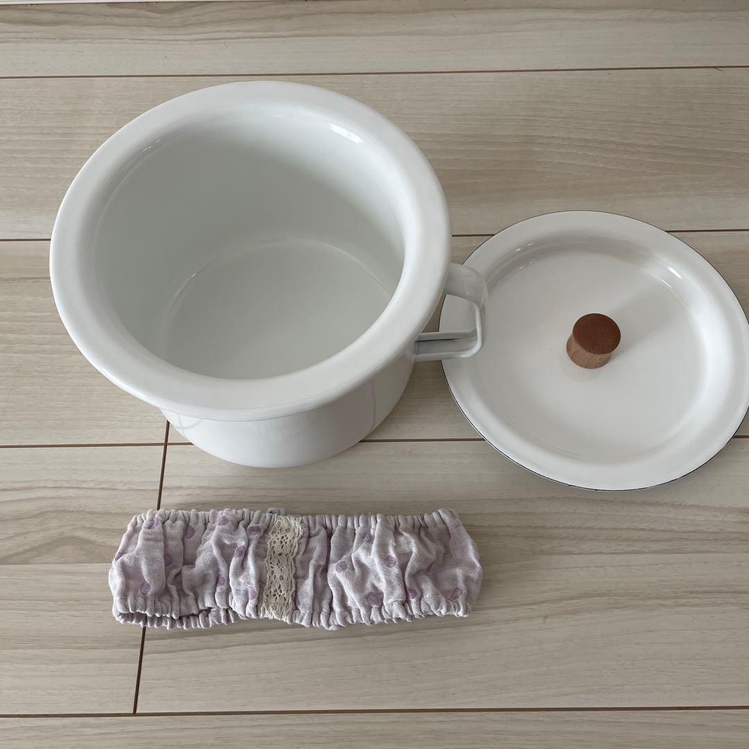 新品未使用　野田琺瑯の琺瑯おまる　ことりのオリジナルデザイン　専用カバー付き