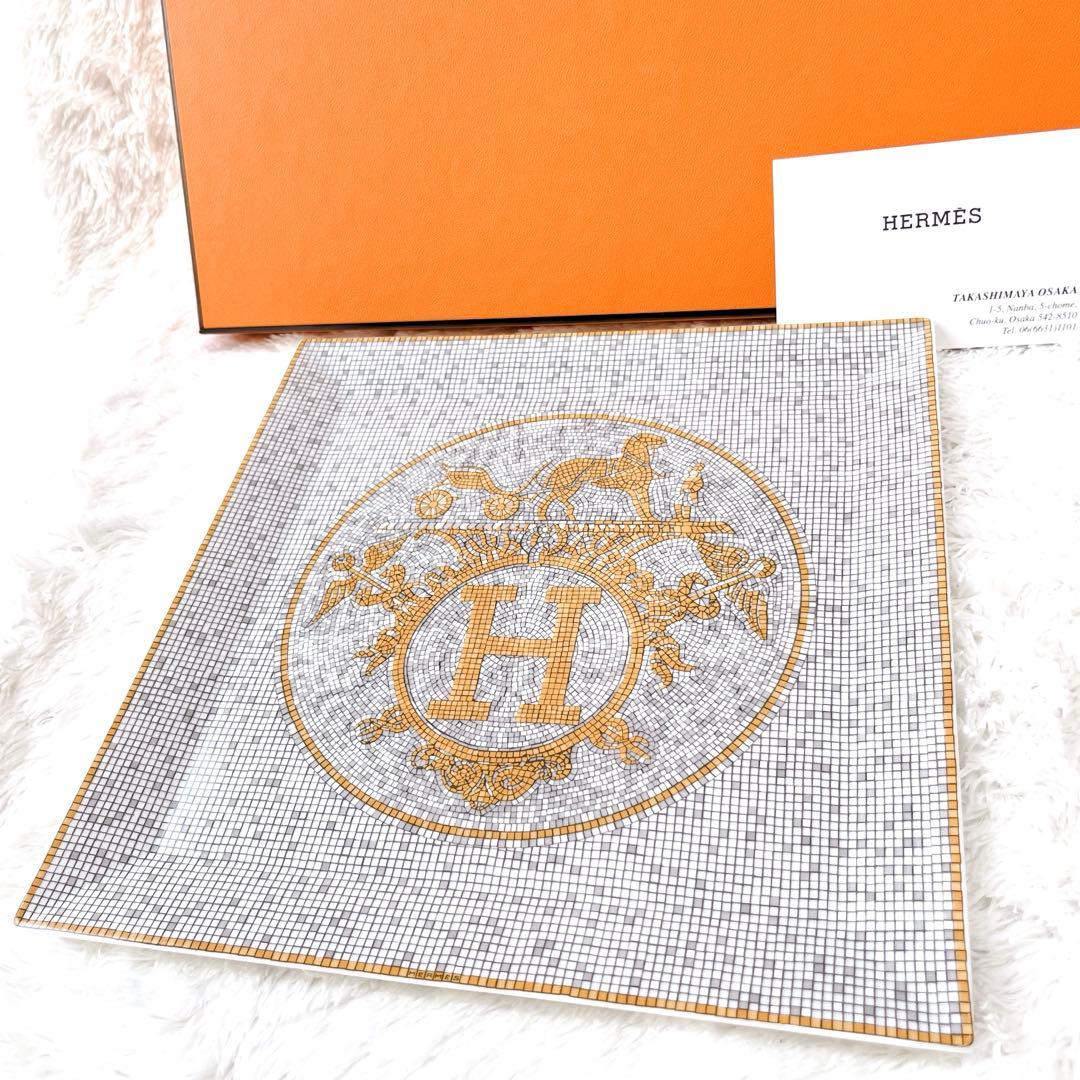 【極美品】 エルメス モザイク24 ヴァンキャトル スクエア プレート ゴールド