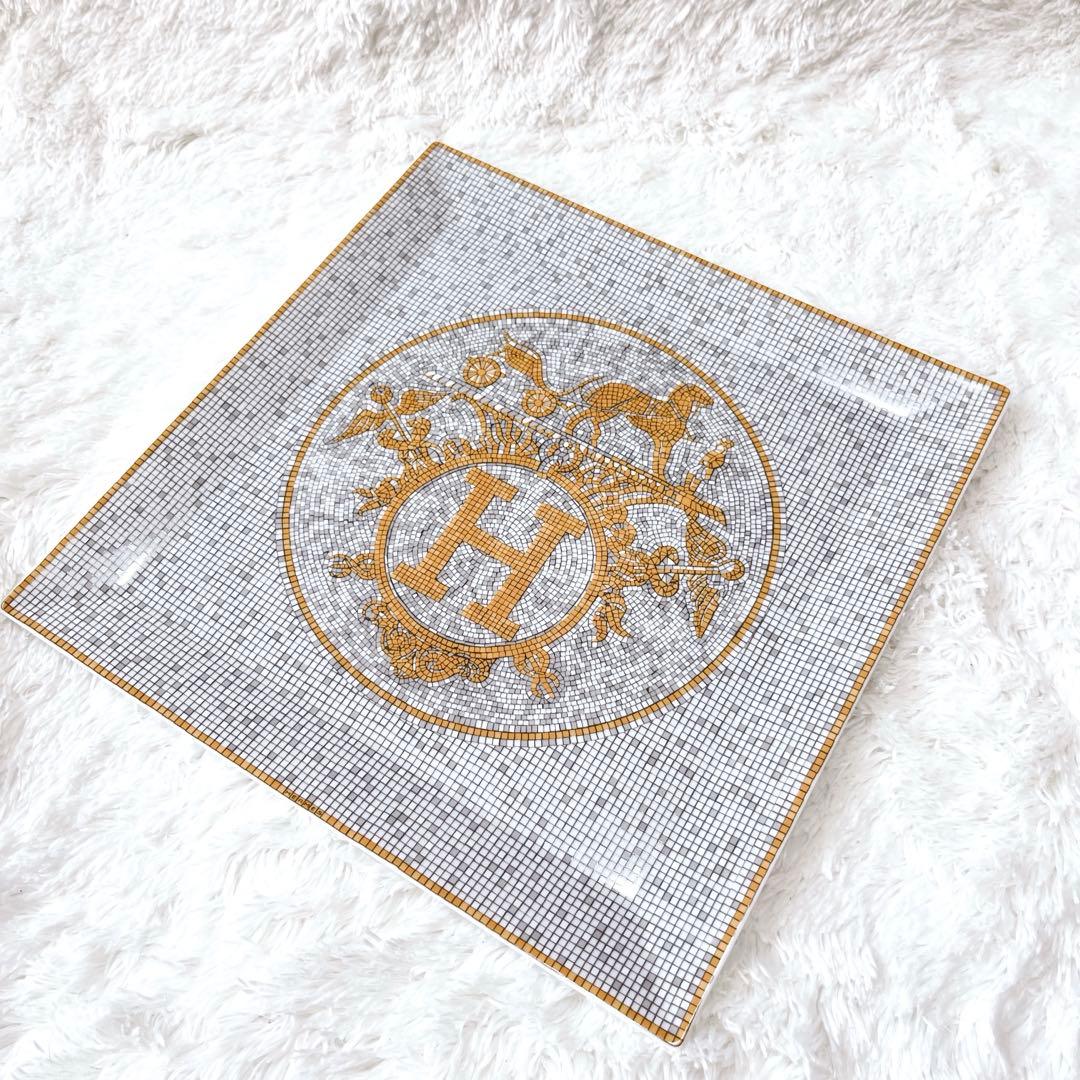 【極美品】 エルメス モザイク24 ヴァンキャトル スクエア プレート ゴールド