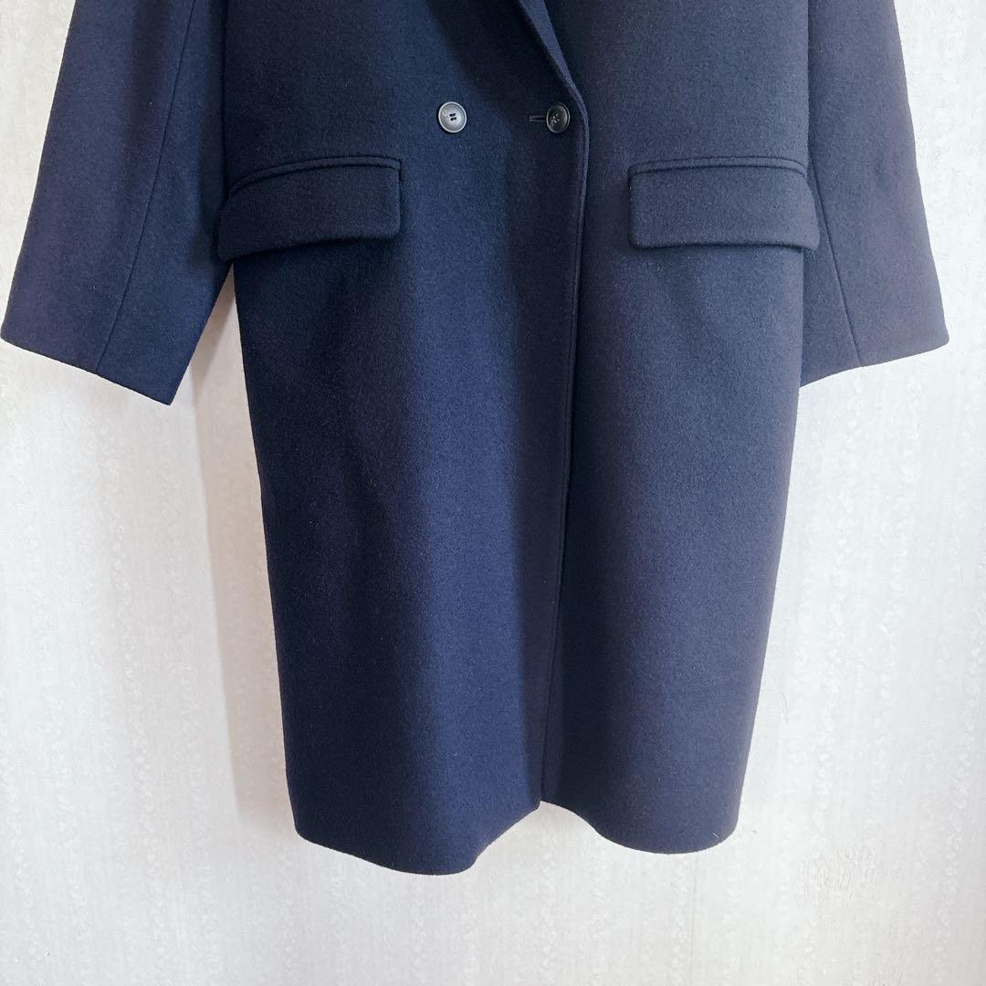 美品♦︎北欧暮らしの道具店 3WAYアレンジ襟のかろやかチェスターコート ネイビー