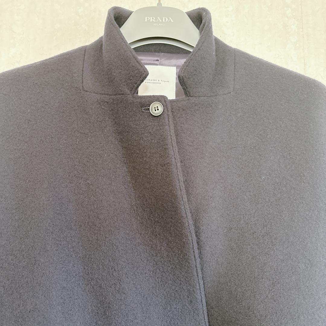 美品♦︎北欧暮らしの道具店 3WAYアレンジ襟のかろやかチェスターコート ネイビー