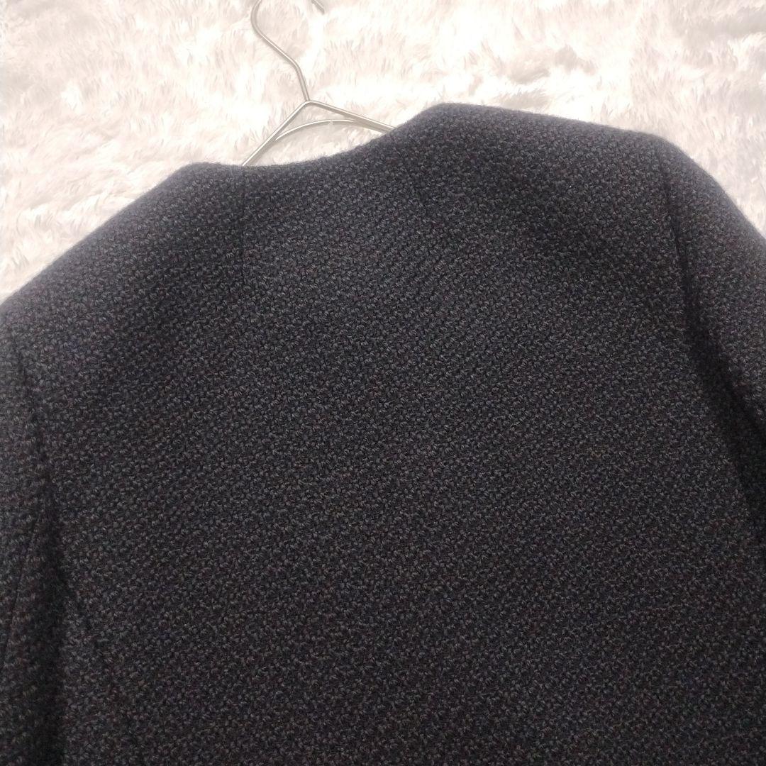 未使用級　23AW　セオリー　ノーカラーツイードジャケット　Ｌ　黒　クロップド丈