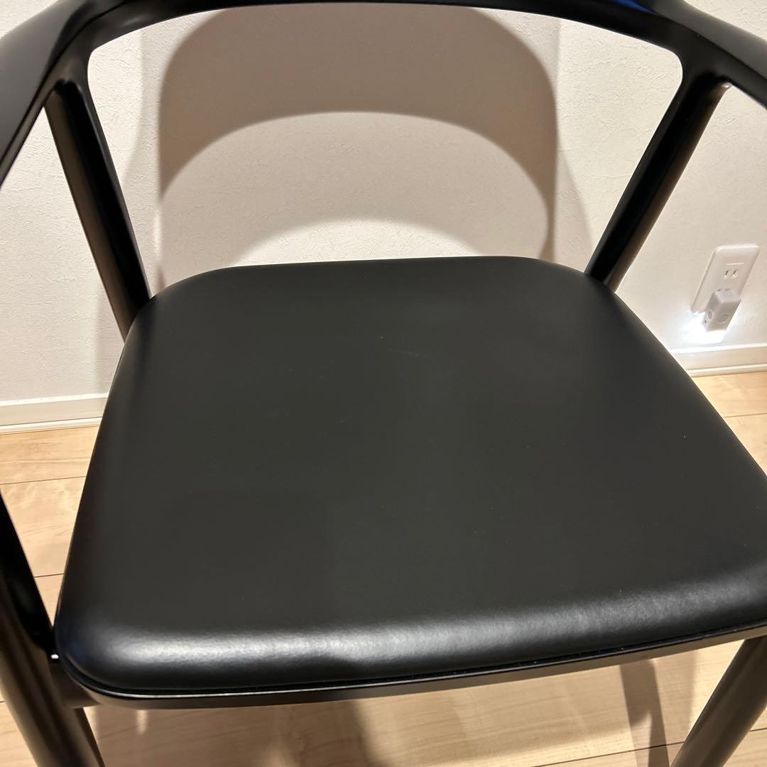 美品　マルニ木工　ヒロシマ　レザー　ラウンジチェア　ブラック アームチェア